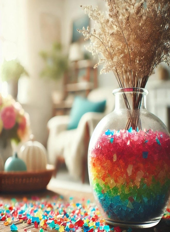 زجاج مكسر من QYGL لأعمال الراتنج الفنية، والحرف اليدوية، وديكور المنزل - 0.9 رطل من قطع الزجاج المكسور باللون الأزرق الكوبالت 3-6 مم، لملء المزهريات، وحفر النار على الطاولة، وصخور أحواض السمك - Image 4